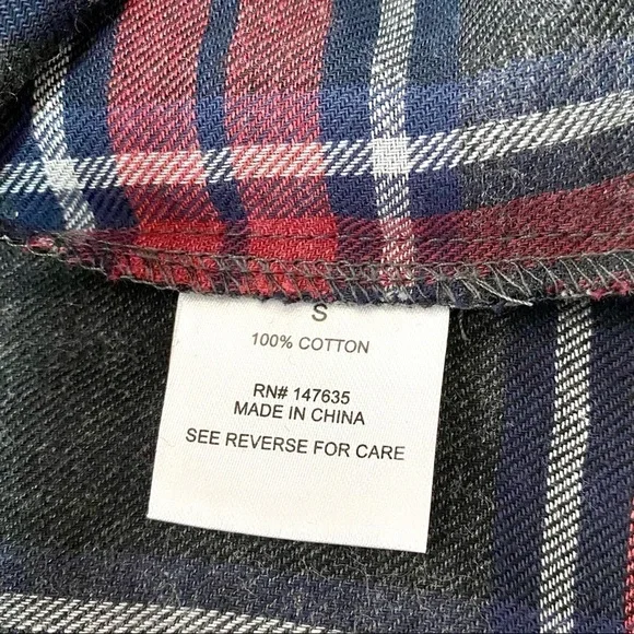 Plaid Ruffle Long Sleeve Cotton Blouse Sz Small Flannel Grunge Boho Ruffles - Picture 6 of 9